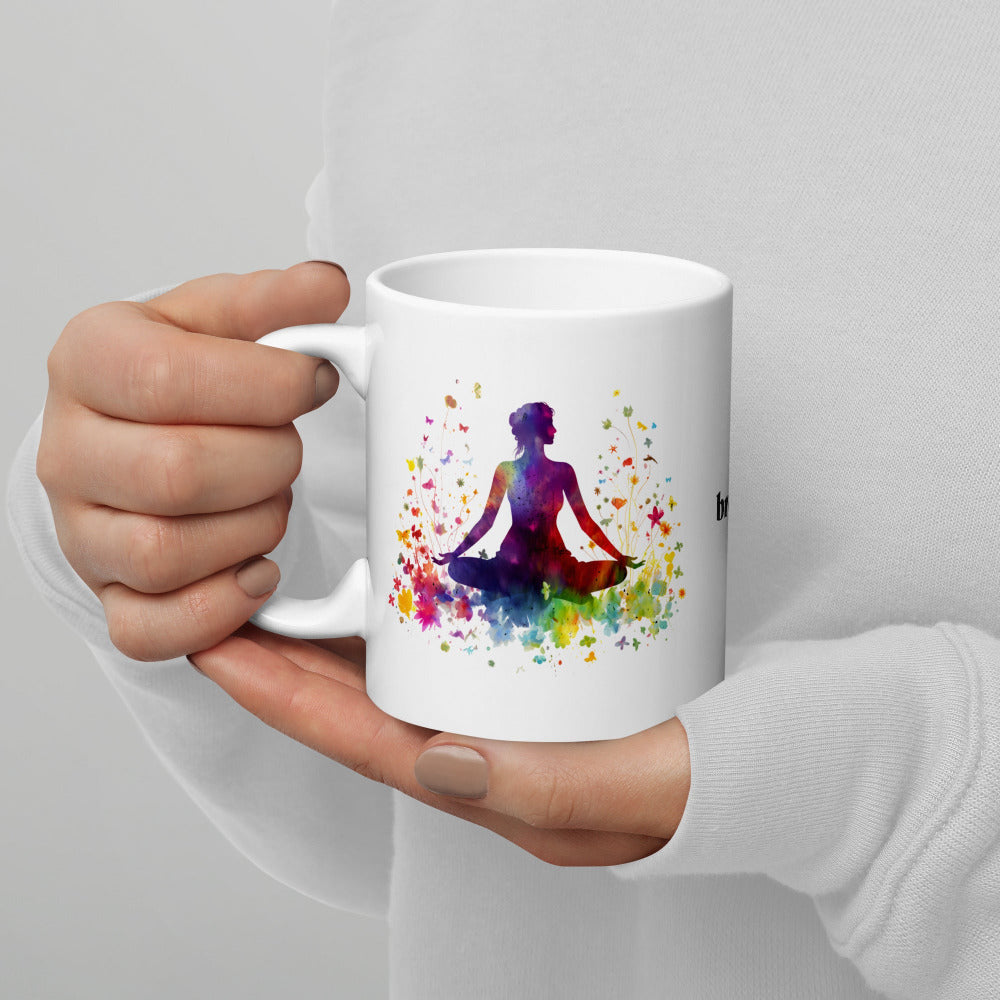Breathe Yoga Meditation Mug - Rainbow Garden - 11 oz